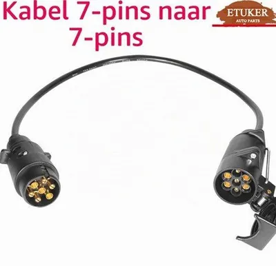 Produktbild von Verlängerungskabel für Anhänger, 7-polig, 12 V, 50 cm, Adapterkabel mit 7-poligem Stecker auf 7-polig