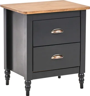 Produktbild von BELIANI Nachttisch Schwarz u. Braun aus Kiefernholz mit 2 Schubladen Stauraum Modern Klassisch Traditionell Retro Nachtschrank für Schlafzimmer