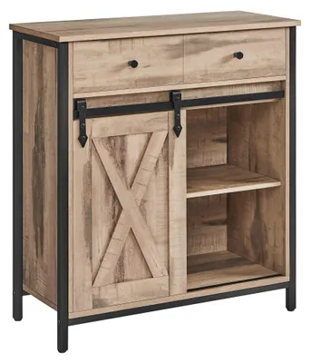 Produktbild von VASAGLE Sideboard, Küchenschrank, 30 x 70 x 80 cm, Landhausstil, eichenbraun-schwarz