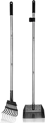 Produktbild von Hundekotschaufel und Harke, Metall, Rechen mit Verstellbarer Länge-106,7 cm Langer Griff