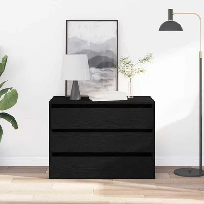 Image de Meuble de rangement – Commode – Meuble à tiroirs – 3 tiroirs – Avec serrure – 41 x 58 x 80 cm – Chêne noir