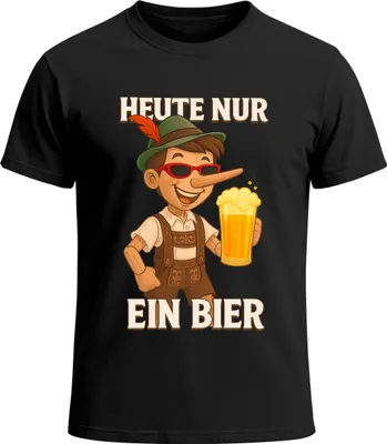 Produktbild von Herren T-Shirt für das Heute nur ein Bier Pinocchio Fun-Shirt Trachtenshirt Bierfest Outfit Statement Spruch Saufen lustig Moonworks®