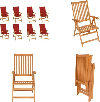 Produktbild von vidaXL Garten Liegestühle mit Kissen 8 Stk. Massivholz Teak - Gartenstuhl - Gartenstühle - Garten-Liegestuhl - Garten-Liegestühle
