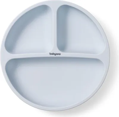 Immagine prodotto di Piatto in silicone per bambini, a tre camere con ventosa - blu