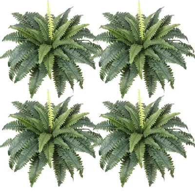 Productafbeelding van Kunstplanten, Bostonvaren, 58 cm, 4 stuks, UV-bestendig, geschikt voor zowel binnen- als buitendecoratie