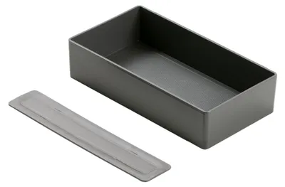 Produktbild von Fackelmann Kunststoffbox Anthrazit 23 x 60 x 3 cm, Aufbewahrungsbox für Schränke und Schubladen mit Montagematerial
