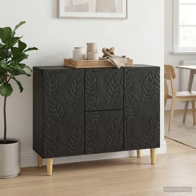 Zdjęcie produktu dla Komoda vidaXL, czarna, 89 x 34,5 x 60 cm, materiał drewnopochodny
