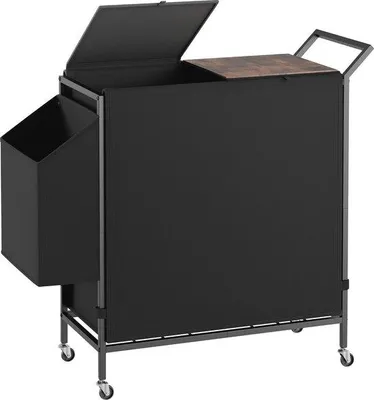 Produktbild von Famanu Wäschekorb mit Rollen - 2-teiliger Sortierer für Kleidung, robuste Konstruktion und zusätzliche Ablage