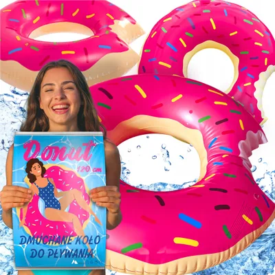 Produktbild von Kuketo | Schwimmring Donut 120 cm – XXL Aufblasbarer Schwimmreifen Für Kinder & Erwachsene – Lustiges Badering Für Pool, Strand & Urlaub
