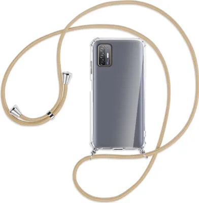 Produktbild von Handykette Backcover-Schutzhülle mit Band (Metall silberfarben) für HTC Desire 21 Pro - caramel