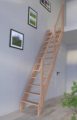 Produktbild von Pertura Wangentreppe Boreas Buche Leimholz Unbehandelt Ohne Setzstufen Seitenwange buche gerade 59,5 cm 12 Stufen / 13 S