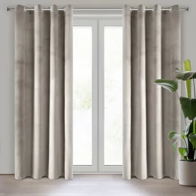 Produktbild von Eurofirany 349805, Durchscheinend, Beige, Einfarbig, Polyester, Öse, 215 g/m²