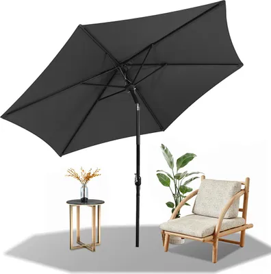 Produktbild von Faziango Sonnenschirm Ø270cm, Gartenschirm, knickbar, Schirmtuch mit PA-Beschichtung, UV-Schutz bis UPF 50+, ohne Ständer, Grau