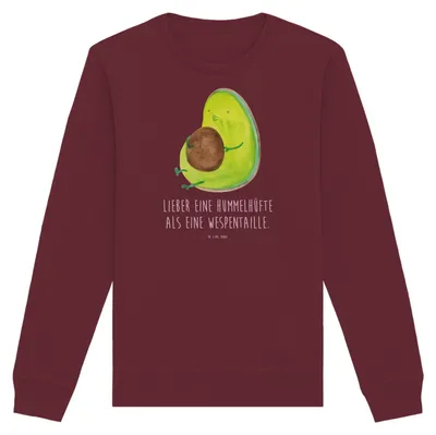 Produktbild von Mr. & Mrs. Panda Baumwoll Pullover Avocado Pfeifen Größe S - Burgundy - Geschenk, Pulli, Sweatshirt, Schwanger, Abnehmen, Ernährung, Sweater