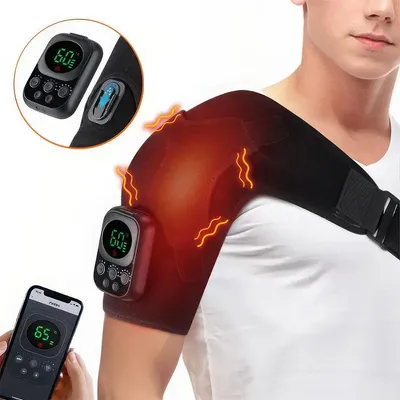 Produktbild von Elektrisches Schulter-Nacken-Massagegerät mit Wärmefunktion, 5000mAh Akku, 3 Vibrationsmodi, EMS-Mikrostrom, tragbares Massagekissen