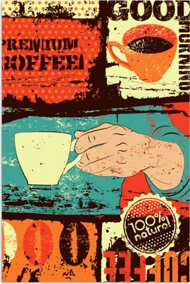 Produktbild von MuchoWow® Poster Kaffee - Collage - Vintage 40x60 cm - Plakate für die Wand - Poster Babyzimmer