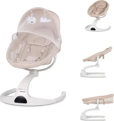 Produktbild von Chipolino Babywippe E-Sway Fernbedienung Musik Bluetooth Plüschtiere Timer Gurt beige