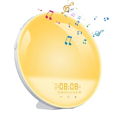 Produktbild von Wecker Licht, Elektronischer Wecker mit Sonnenaufgang, Stimmungslicht, 20 Helligkeitsstufen, Naturgeräusche, FM Radio, Doppelalarm, Schlummerfunktion