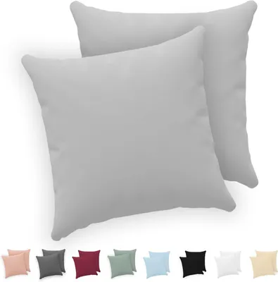 Imagen del producto de Funda de cojín 65x65 (juego de 2) - 100% algodón jersey, 150 GSM - 65x65 - Funda de cojín 65x65 - Funda de cojín con cremallera - Certificado