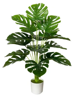 Productafbeelding van Kunstplant in pot, zijdenbloemen, groene kunstplanten, grote kunstzijdeplant, kamerplant, plasticplant, kantoorpplant, decoratie voor woonkamer, balkon, tuin (75 cm hoge Monstera-palm)