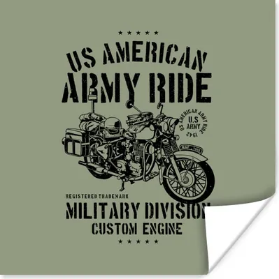Produktbild von MuchoWow® Poster Mancave - Motorrad - Amerika - Oldtimer 30x30 cm - Wandposter - Printing