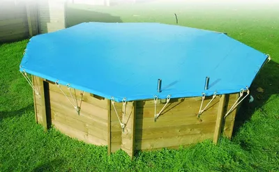Produktbild von UBBINK Achteckige Winter- und Sicherheitsabdeckung 430 für Holzpools – Blau – Stärke 550 g