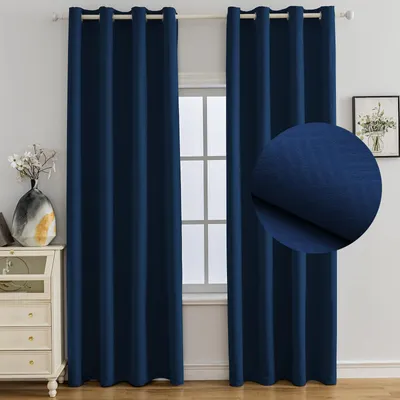 Verdunkelungsvorhang-Set 2er, 140x145 cm, blau, mit Ösen