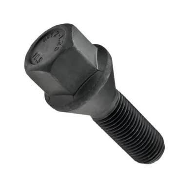 Zdjęcie produktu dla 1x czarna śruba koła, M12x1.25, długość gwintu: 28 mm, kołnierz stożkowy, SW17