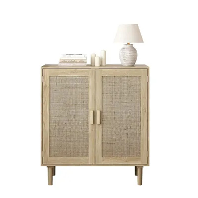 Produktbild von Sideboard mit Rattan Zweitüriger Aufbewahrungsschrank Wohnzimmerschrank für Wohnzimmer 80*40*88CM Natürlich