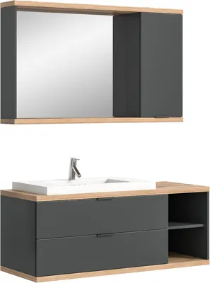 Produktbild von Badkombination Nuaro | 2-teilig | Nox Oak / anthrazit grau ohne