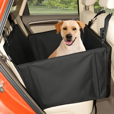 Produktbild von PolkaHome® Hundeautositz für kleine und mittelgroße Hunde, extra stabil und verstärkt, 4 Befestigungsgurte, wasserdicht, für die Rückbank