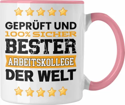 Produktbild von Trendation - Bester Arbeitskollege Der Welt Geschenk Tasse für Arbeitskollege Geburtstag Abschied Abschiedsgeschenk (Rosa)