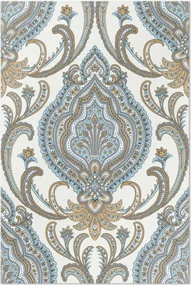 Produktbild von Orientalische Blumen, dekoratives Pflanzenmotiv – Vinylteppich – 60x90 cm – Indoor Teppich – Flur – Pflegeleicht – Modern