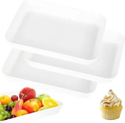Obrázok produktu pre Plastové Tácky 3 Kusy, 31 x 22 x 4 cm, BPA Bez, Opakovane Použiteľné, na Oslavy