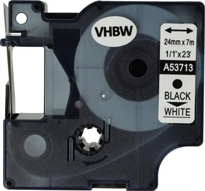 Produktbild von vhbw Schriftband-Kassette kompatibel mit Dymo LabelManager 400, 450D, 450, 500TS, 500, 300 Etiketten-Drucker 7m x 24mm Schwarz auf Weiß