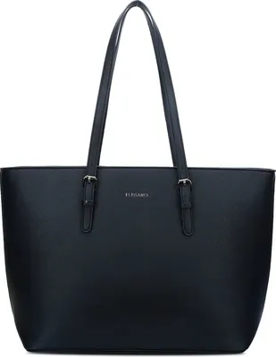 Produktbild von Eleganci Damen Shopper Tasche mit Reißverschluss – Schultertasche, Handtasche, A4 geeignet, Schwarz