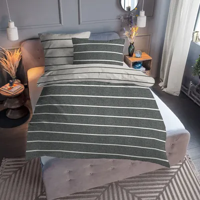 Produktbild von Traumschlaf Melange Flanell Bettwäsche Querstreifen Kissenbezug 40x80 cm