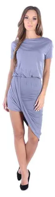 Produktbild von Damen Minikleid Asymmetrisch Kurzarm; Grau/S/M