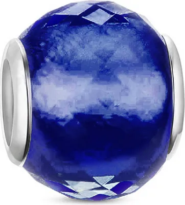 Produktbild von PANDACHARMS Kleiner Dunkelblauer Facettenglas Charm, 925er Sterling Silber, passt zu Pandora