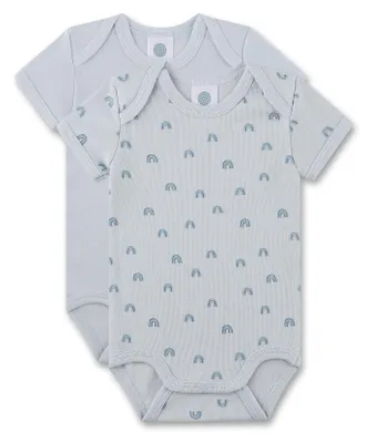 Produktbild von Sanetta Baby-Body unisex kurzarm blau Regenbogen | 2er Set Baby Body