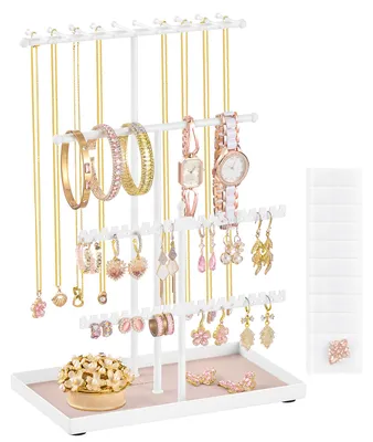 Produktbild von SONGMICS Schmuckständer, Schmuckhalter, Metallrahmen, Schmucktablett Samt, Schmuckaufbewahrung für Halsketten Armbänder Ohrringe Ohrstecker Ringe
