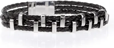 Produktbild von Karisma Geflochtes Lederarmband Mit Edelstahelements 21cm SB8539- Männerschmuck