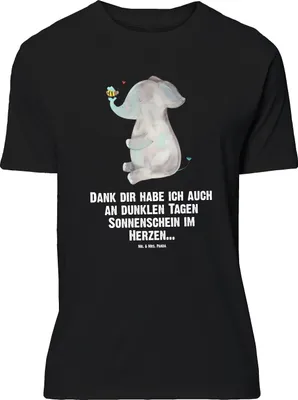 Produktbild von Mr. & Mrs. Panda Größe L T-Shirt Elefant Biene - Schwarz - Geschenk, mit Spruch, Hochzeitsgeschenk, Tshirt, Shirt, Liebesspruch, Heiratsantrag, Lustige Sprüche, Liebe