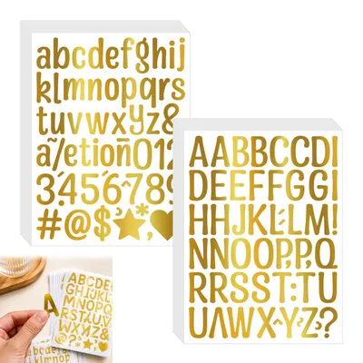 Buchstabenaufkleber, 30 Blatt, gold, Glitzer, 17,2 x 12,8 cm, selbstklebend