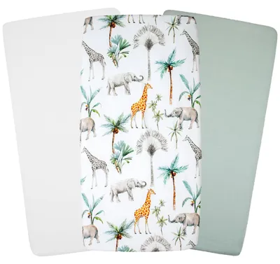 Produktbild von Spannbettlaken Set Safari - 40 x 80 cm - Weiß | by SEVIRA KIDS