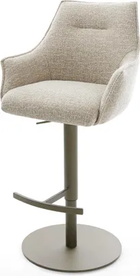 Produktbild von DELIFE Barstuhl Alja-Flex Webstoff Soft Beige Drehfuß höhenverstellbar Metall Titanfarben Taschenfederkern