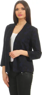 Produktbild von Damen Blazer Kurzjacke Jacke; Dunkelblau/Schwarz L