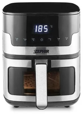 Immagine prodotto di Zephir ZHC55S, friggitrice ad aria, 5,5 litri, 200 °C, 60 minuti, con timer, colore nero, acciaio inossidabile