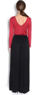 Produktbild von Damen Langarm Maxikleid Herbstkleid Kleid Lang Abend Maxi Kleider, Bordo/Schwarz/L/XL