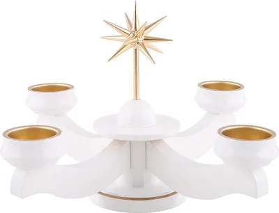 Produktbild von Adventsleuchter Weihnachtsstern, für Stumpen oder Teelichter, weiß (19cm) von Albin Preissler